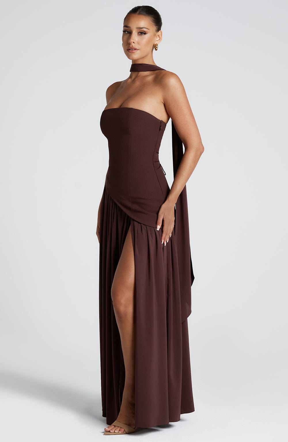 Maliyah Maxi Dress - Plum Brown Niebbla
