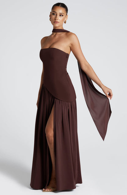 Maliyah Maxi Dress - Plum Brown Niebbla