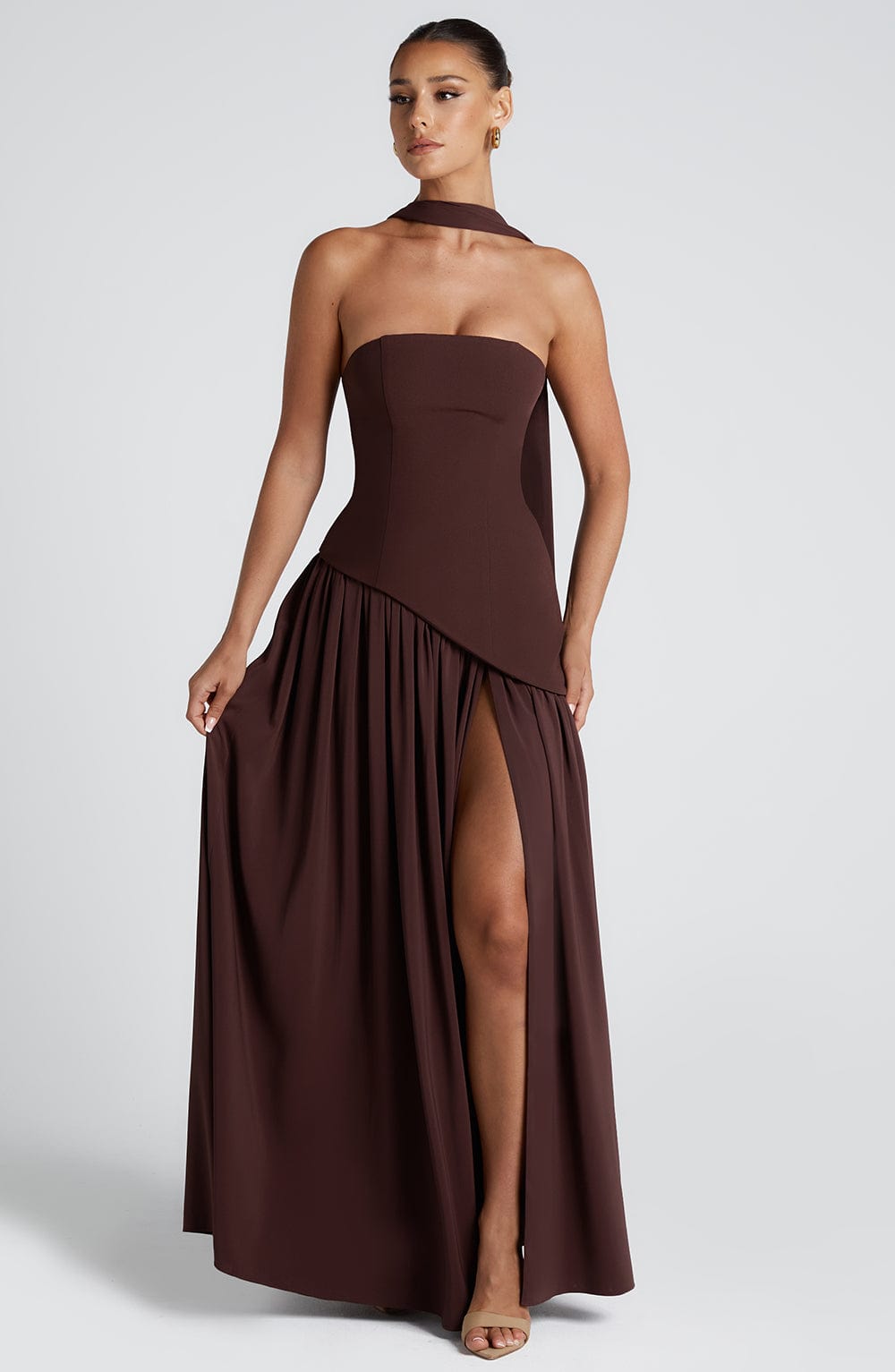 Maliyah Maxi Dress - Plum Brown Niebbla