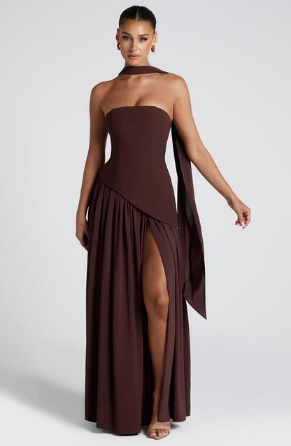 Maliyah Maxi Dress - Plum Brown Niebbla