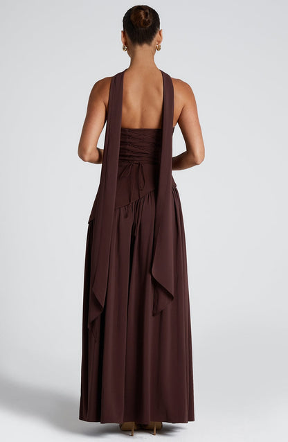 Maliyah Maxi Dress - Plum Brown Niebbla