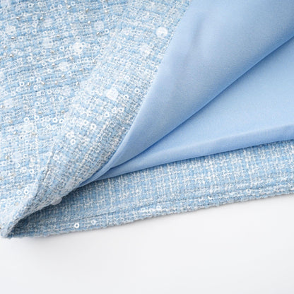 "Manon Charm" Açık Mavi Işıltılı Tweed Mini Elbise Siaora