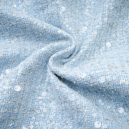 "Manon Charm" Açık Mavi Işıltılı Tweed Mini Elbise Siaora