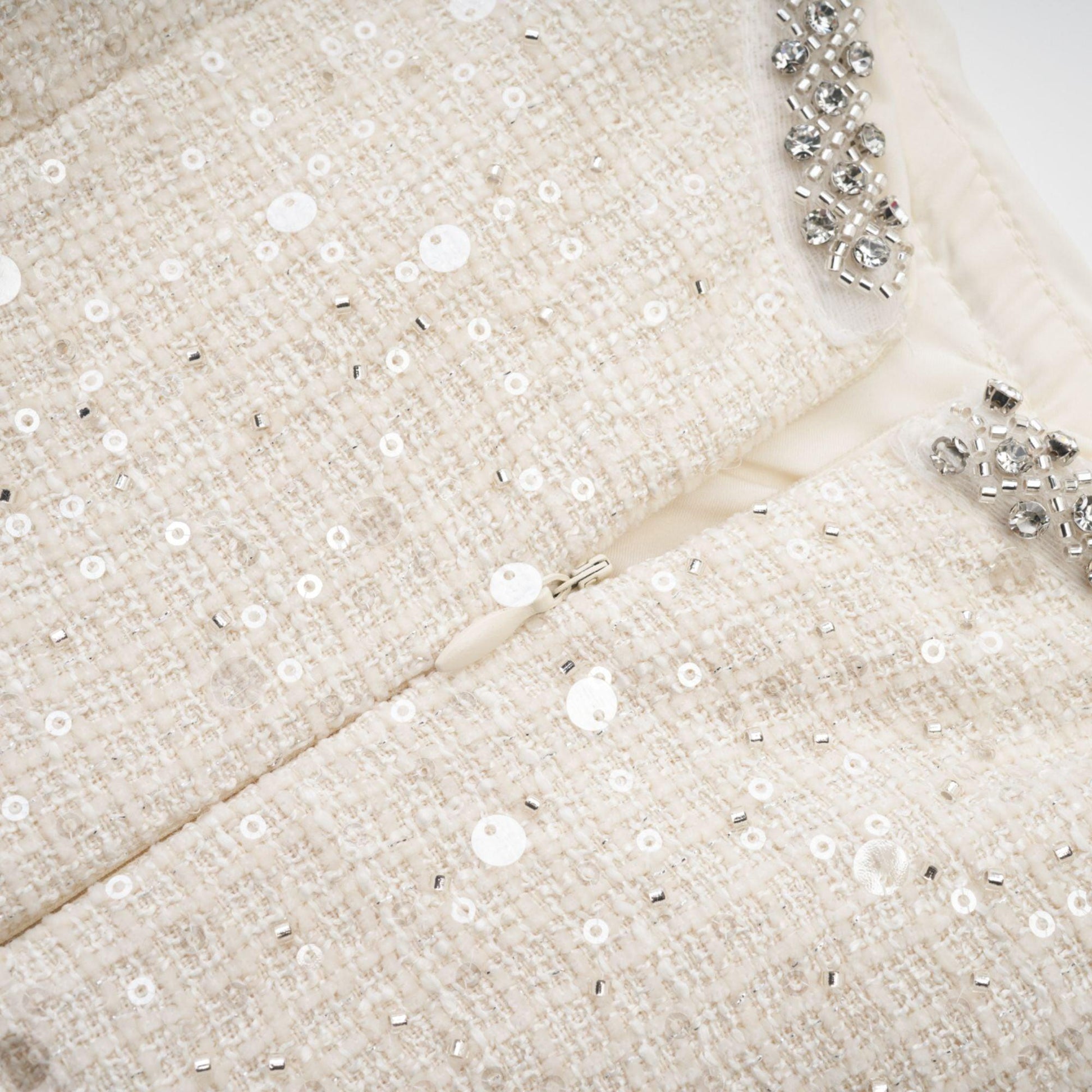 "Manon Charm" Açık Mavi Işıltılı Tweed Mini Elbise Siaora