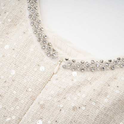 "Manon Charm" Açık Mavi Işıltılı Tweed Mini Elbise Siaora