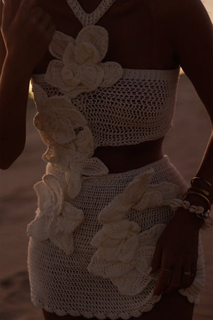Martha Halter Örme Çiçekli Mini Elbise Siaora
