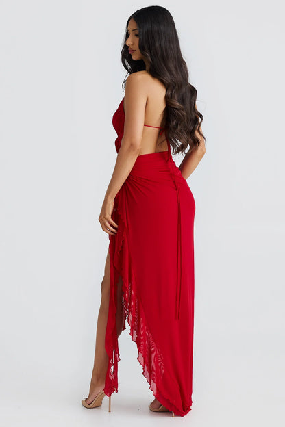 Vera - Şeffaf Gül Description Maxi Elbise