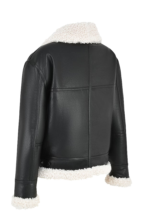 Madden Siyah Vegan Shearling Aviator Mont Niebbla