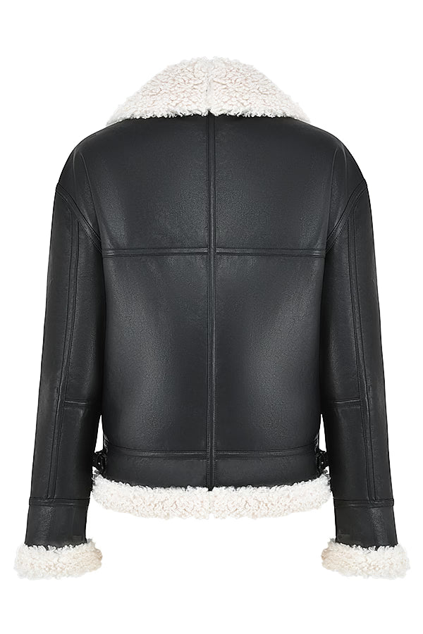Madden Siyah Vegan Shearling Aviator Mont Niebbla