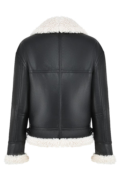 Madden Siyah Vegan Shearling Aviator Mont Niebbla