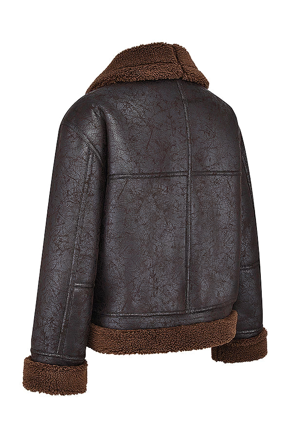 Madden Kahverengi Vegan Shearling Aviator Mont Niebbla