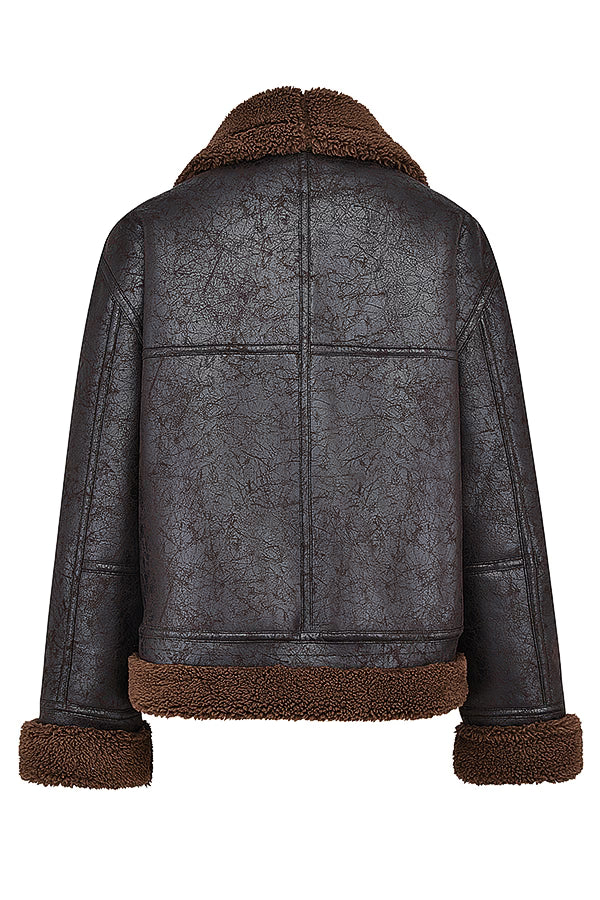 Madden Kahverengi Vegan Shearling Aviator Mont Niebbla