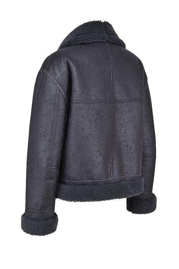 Madden Gri Vegan Shearling Aviator Mont Niebbla
