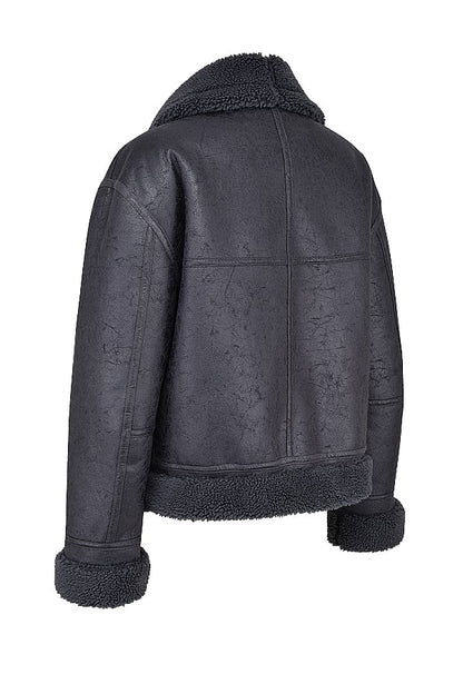 Madden Gri Vegan Shearling Aviator Mont Niebbla