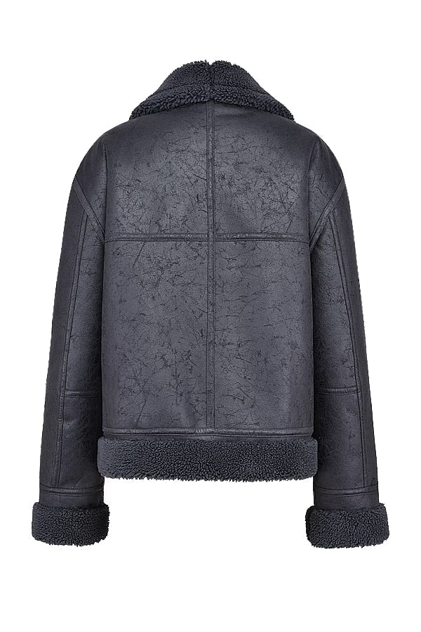Madden Gri Vegan Shearling Aviator Mont Niebbla