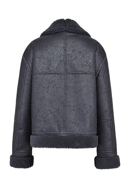 Madden Gri Vegan Shearling Aviator Mont Niebbla