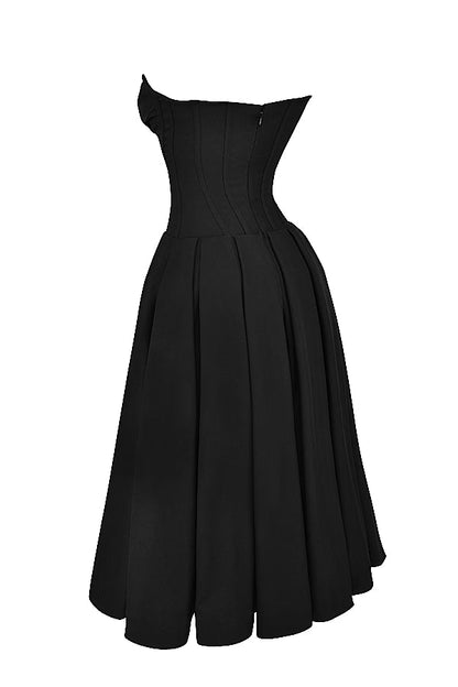 Lady Black Strapless Midi Elbise Niebbla
