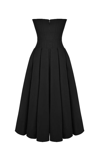 Lady Black Strapless Midi Elbise Niebbla