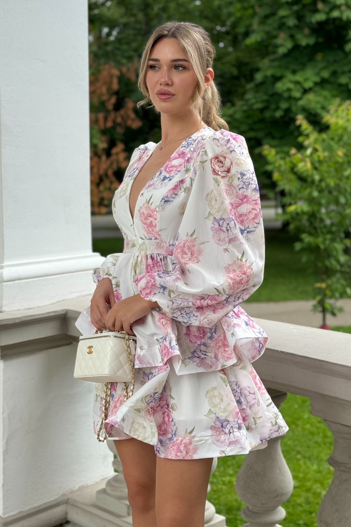 Çiçekli Romantik Mini Elbise Siaora