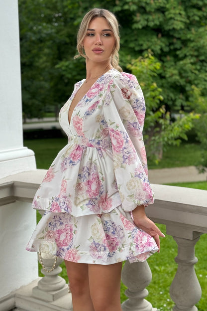 Çiçekli Romantik Mini Elbise Siaora