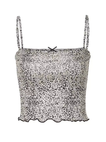 Grecia Leopar Desenli Crop Bluz Siaora