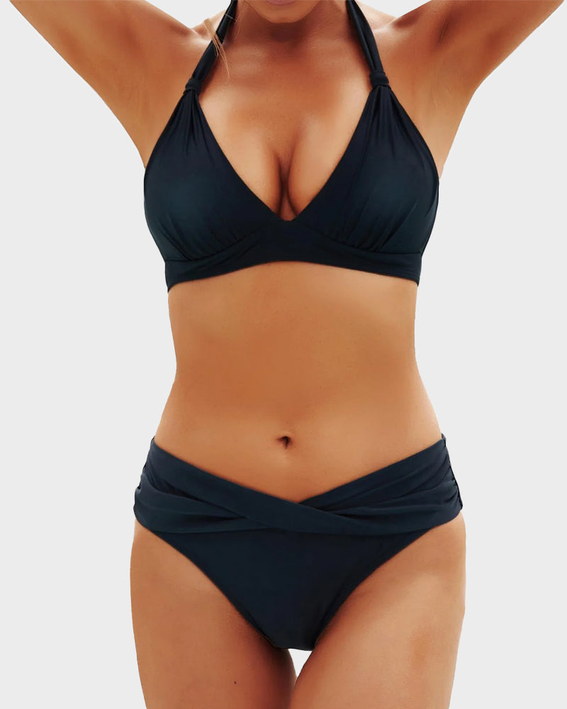 Vintage Boyundan Bağlamalı Bikini Mayo Takımı Niebbla