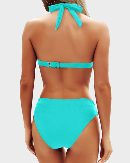 Vintage Boyundan Bağlamalı Bikini Mayo Takımı Niebbla