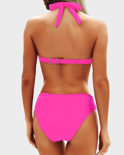 Vintage Boyundan Bağlamalı Bikini Mayo Takımı Niebbla