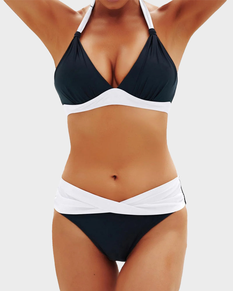 Vintage Boyundan Bağlamalı Bikini Mayo Takımı Niebbla
