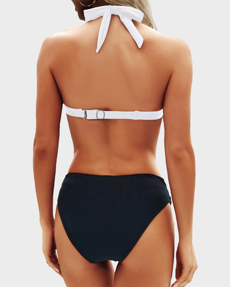 Vintage Boyundan Bağlamalı Bikini Mayo Takımı Niebbla
