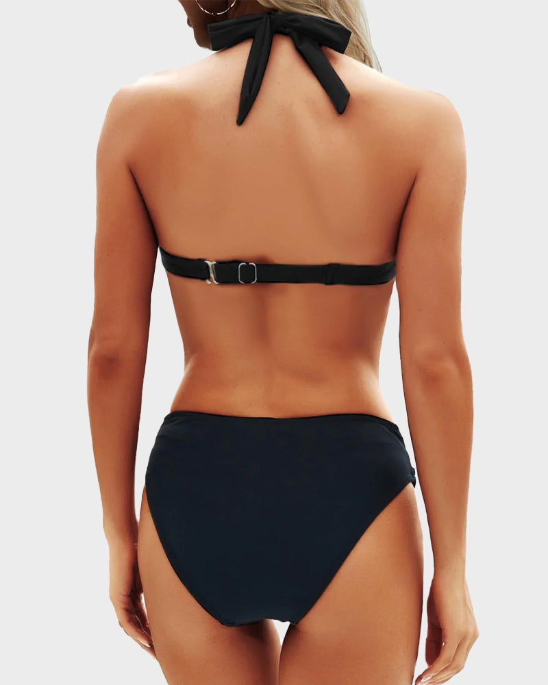 Vintage Boyundan Bağlamalı Bikini Mayo Takımı Niebbla