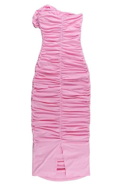 Tina Flower Straplez Midi Elbise Niebbla