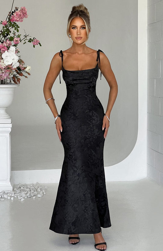 Whitney Maxi Elbise - Siyah Niebbla