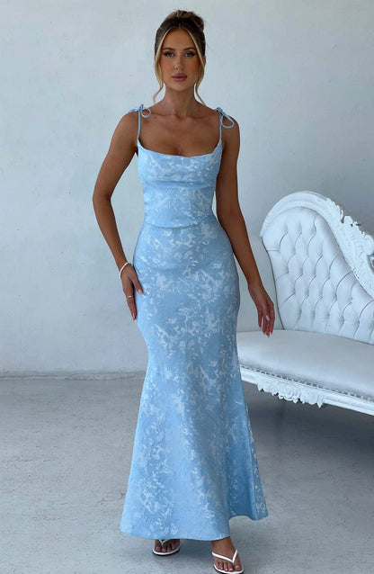 Whitney Maxi Elbise - Mavi Niebbla