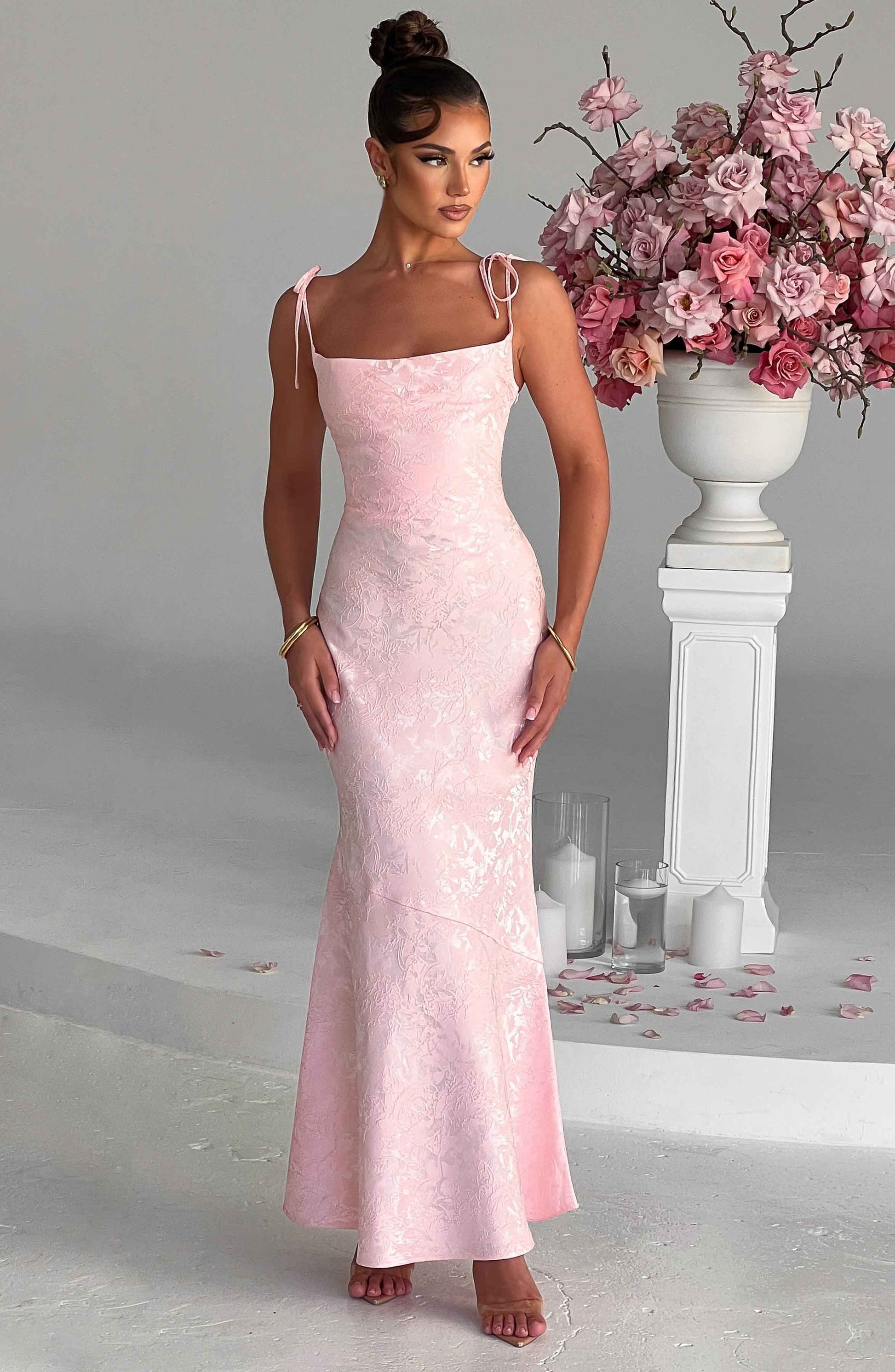 Whitney Maxi Elbise - Pembe Niebbla