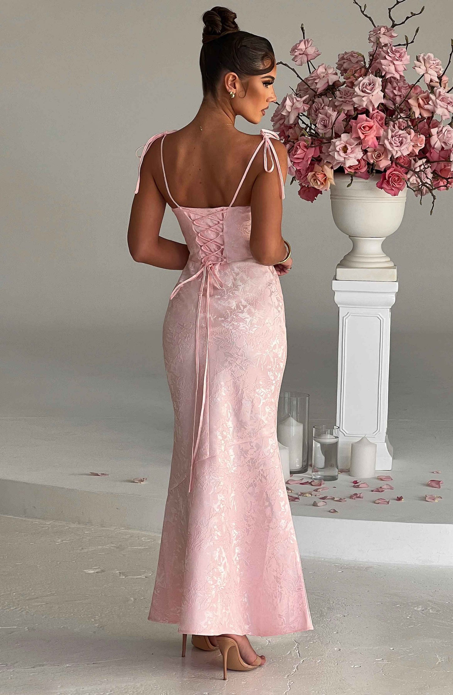 Whitney Maxi Elbise - Pembe Niebbla