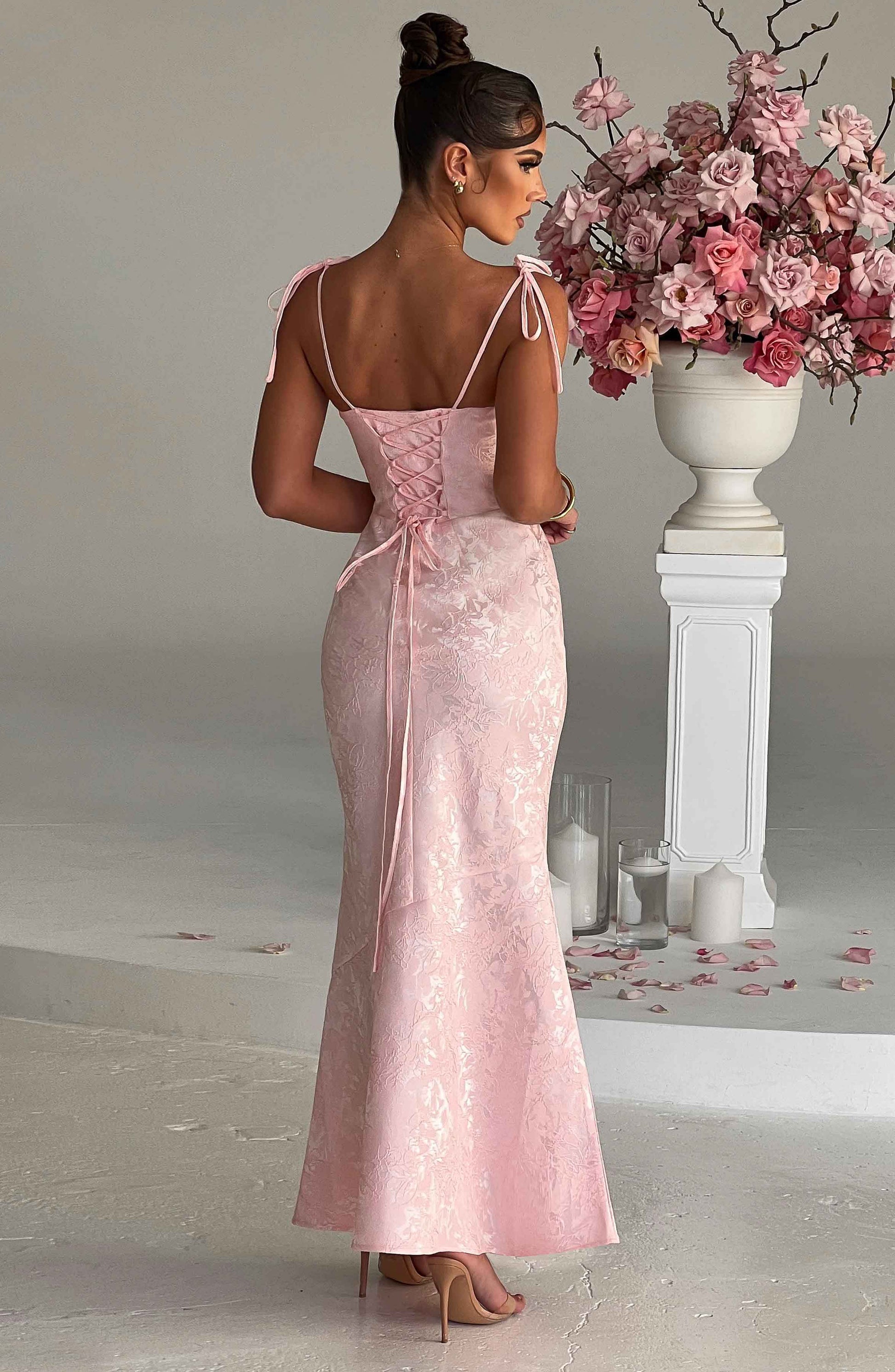 Whitney Maxi Elbise - Pembe Niebbla