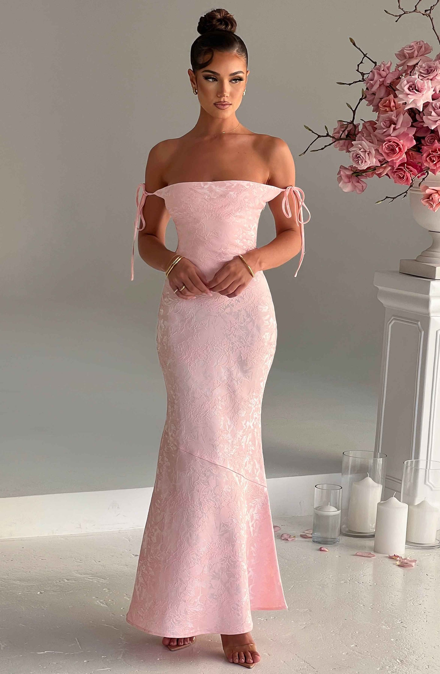 Whitney Maxi Elbise - Pembe Niebbla