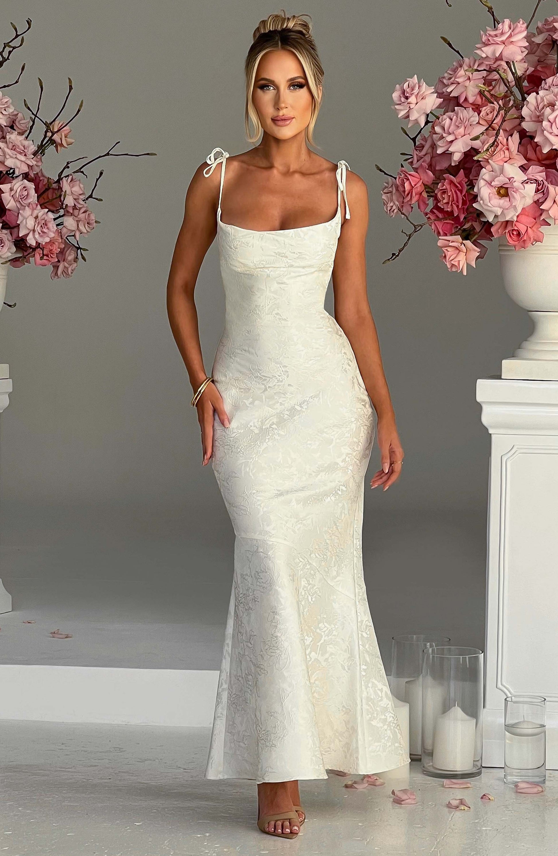 Whitney Maxi Elbise - Fildişi Niebbla