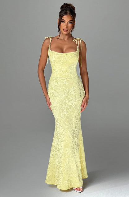 Whitney Maxi Elbise - Limon Sarısı Niebbla
