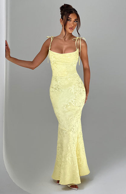 Whitney Maxi Elbise - Limon Sarısı Niebbla