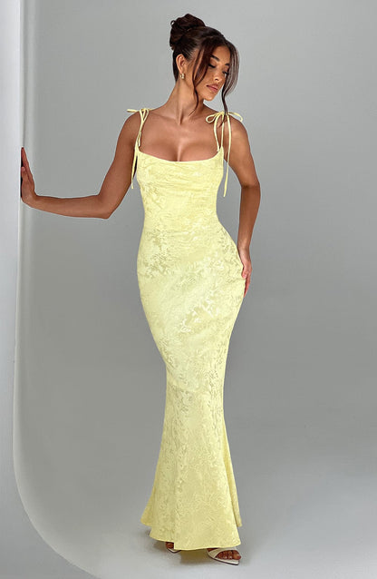 Whitney Maxi Elbise - Limon Sarısı Niebbla