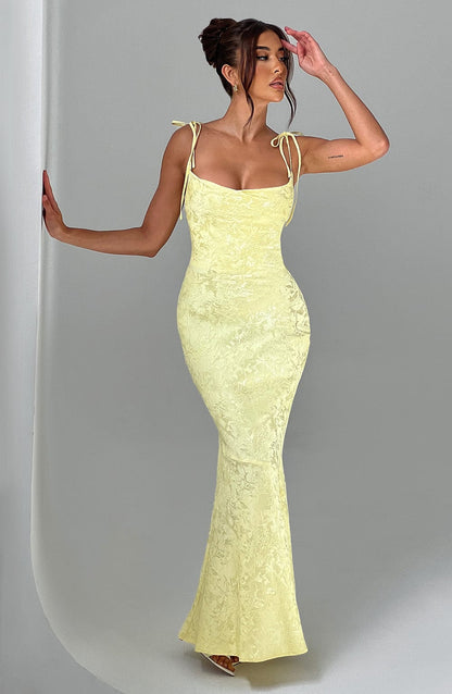 Whitney Maxi Elbise - Limon Sarısı Niebbla