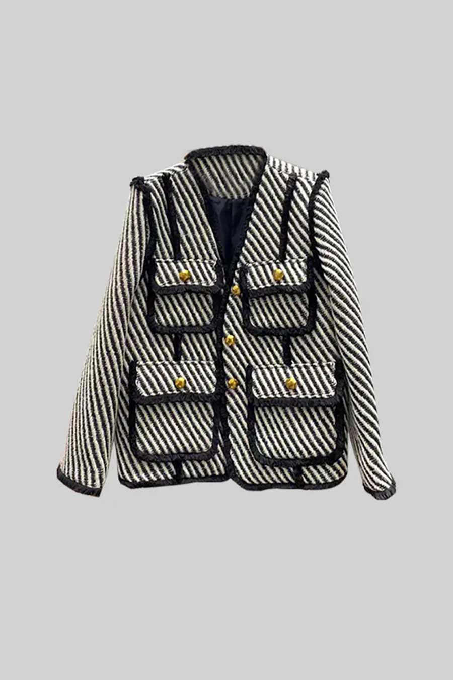 Çizgili Tüvit Blazer Siaora